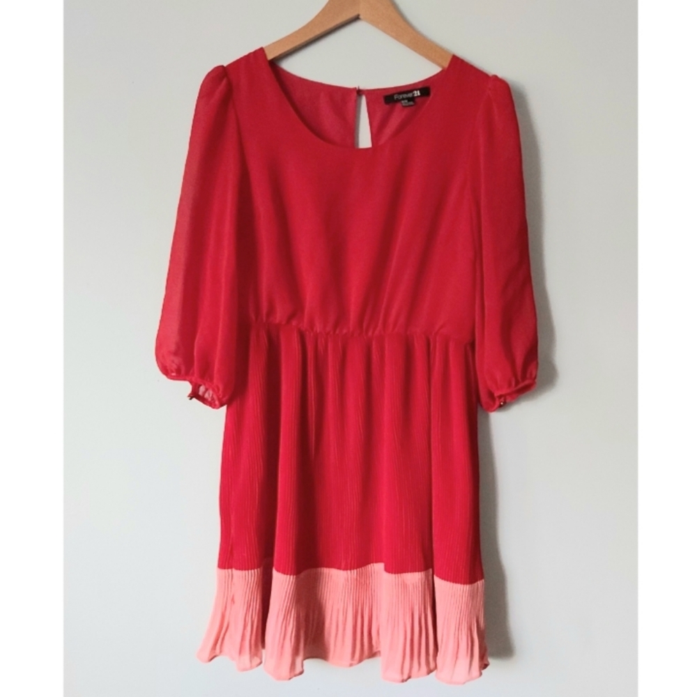 Pleated Color Block Dress